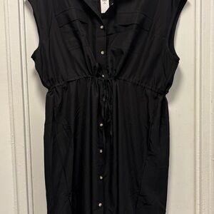 Black Button-Down Sleeveless Dress